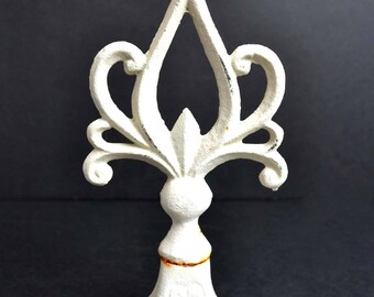 Vintage French White Cast Iron Metal Roof Spire Spike Finial Roofing Ornaments Architectural Salvage