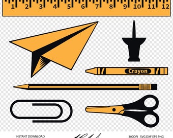 Office Supplies Digital Cut Files - Digital Files - Office Supplies SVG - Office Supplies DXF - EPS - Scissors png - School Supplies Clipart