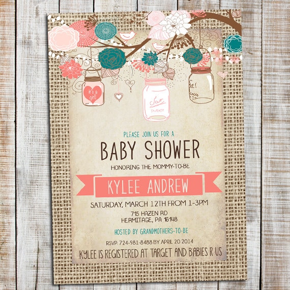 Coral And Teal Baby Shower Invitations 10