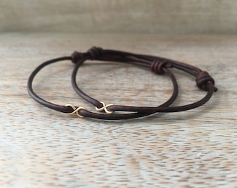 infinity Matching Bracelets, Couples Bracelets Leather, Him and Hers Bracelet, Couples Gift, Valentines Day Gift, infinity Bracelets Gold