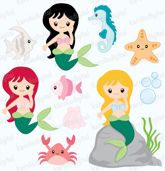 Cute mermaid clip art set Cute mermaid clip art set