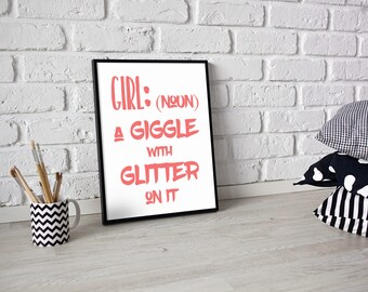 Girls room print, Little girls room decor, Baby girl wall art, Girl nursery wall decor, Baby girl nursery print, Girl quote print | GLITTERS