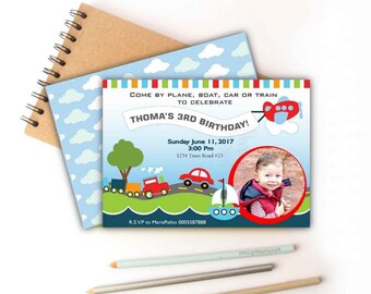 Printable Transportation Invitation, Birthday Invite, Event Invite -D351