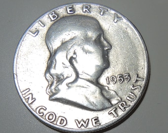 1953 Franklin Half Dollar, Vintage Half Dollar, Silver Half Dollar, Silver Coins, USA Coins, Rare Coins, FREE Shipping