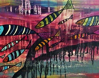 (2) naïve painting / abstract