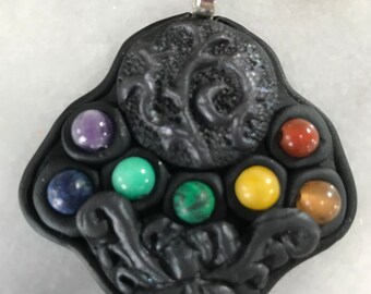 Chakra Pendant - Polymer, Talisman, Amulet with Gemstones