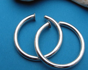 8ga solid sterling silver hoops 1 inch gauged hoops 1 pair