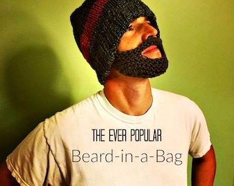 Knit beard, handknit beard, fake beard, face mask beard, runner's mask, beard in a bag, funny knit gift, funny gift, novelty gift, knit gift