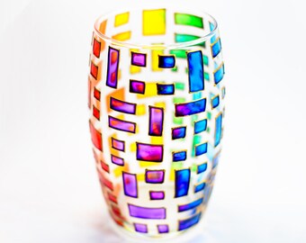 Colorful Wine Glasses Hand Painted Stemless Wine Glass Drinking Glasses