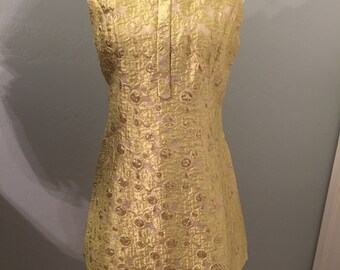 Vintage Hong Kong made Brocade Mini Dress