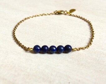Bracelet brass and Lapis Lazuli beads