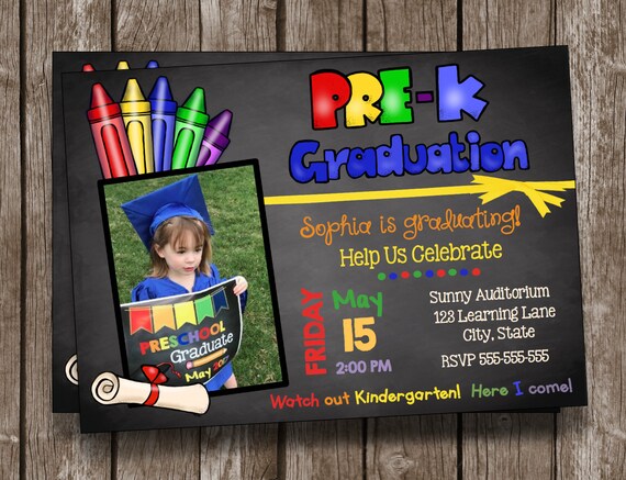 pre k graduation invitation custom photo picture