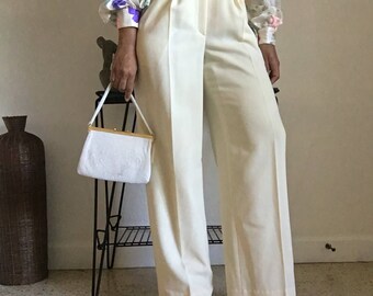 vintage ungaro high waistd wool wide leg trousers