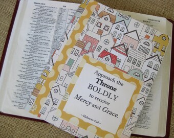 Legacy Prayer Journal, Bound Book, Multicolored Houses with Mustard and Cream Polka Dot Accents
