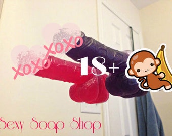 Penis Soap with Suction Cup - Shea Butter or Olive Oil Base - Bachelorette Party Dick Gay Willy Hen Party Glitter Gold Gift