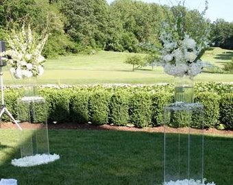 Clear Acrylic pillars (plithes)- available in many sizes, shapes and colors, custom sizing and styles available