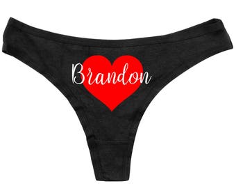 Heart Thong - Property Of Thongs - Thongs - Funny Panties - Personalized Panties - Funny Black Thong - Adult Underwear - Custom Panties