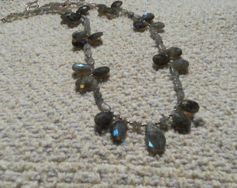 Faceted Labradorite and sterling necklace.
