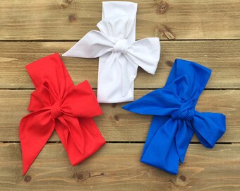 Merica Headwrap Set- Head Wrap; Headwrap; Baby Headband; Baby Headwrap; Toddler Headband; Toddler Headwrap; Mommy and Me Headbands; Big Bows