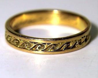 RESERVED*INSTALMENT 2*Antique French Posy Today More Than Yesterday 18ct Yellow Gold Ring O 1/2~7 1/2