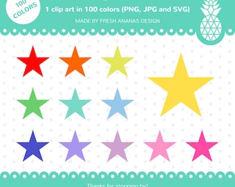 100 Colors Clip Art: Star, Star Clip Art, Star Clipart, Star SVG, Stars Clipart, Rainbow Stars, 100 colors, Clip Art, Clipart, SVG, Vector