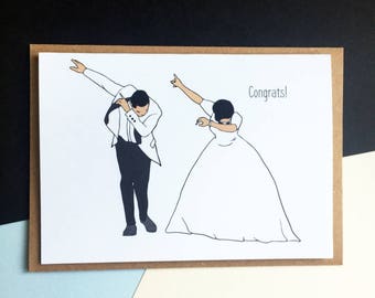 Wedding Congratulations card - Dab Dance couple Card - Funny Congratulations Card - Wedding card - Engagement card - Congratulations card