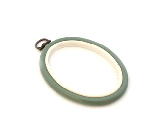 Frame, embroidery hoop oval 8 X 6 cm green almond
