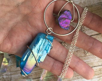 Aqua Aura Quartz Necklace