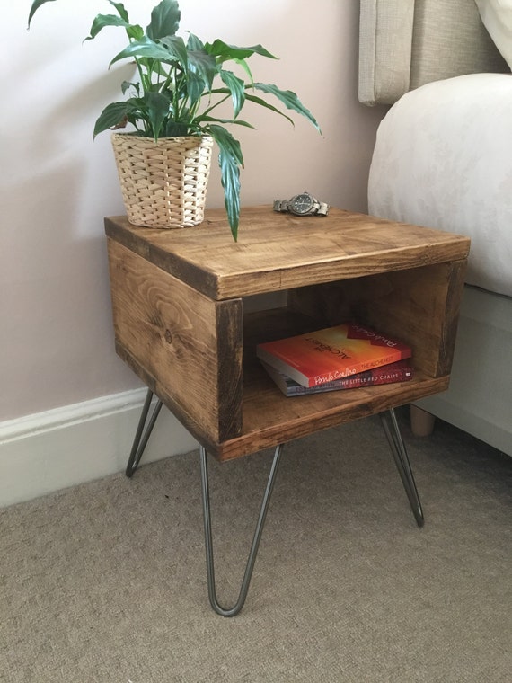 Rustic Wooden Bedside Table Night Stand Made From Reclaimed