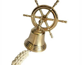 Wall Mount Anchor Captains Bell, Nautical Bell, Ships Bell, Boat Bell, Rudder Captains Bell, Brass Bell, Wall Mount