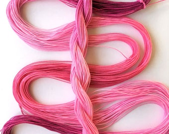 Size 30 "Pink Posy" hand dyed thread 6 cord cordonnet tatting crochet cotton 36 yards