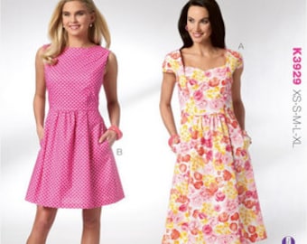Kwik Sew sewing pattern K3929 Princess Seam Dress, 2 Styles, Misses, Womens, Teen Girls - new and uncut