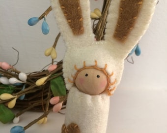 Caramel Easter Bunny Peg Doll Gnome
