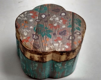 Rustic Style Wooden Decoupage Trinket Jewelry Box