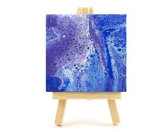 Purple Pearl Blue Fluid Canvas Magnet Painting 2x2 Scale