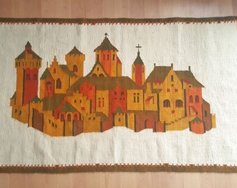 Vintage Kilim Rug - Wool Rug - Kilim Rug - Wall Hanging Rug - Hand Woven Rug - Large Kilim Rug - Polish Tapestry Rug - 180x100cm - 1970s