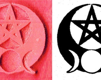 Witchcraft Pentacle Moon PMC Clay Design Stamp - VooDou Design Stamping Tools - Wicca Stamp - Witchcraft Stamp - Magik Design Stamp Tool