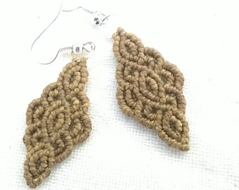 Macrame earrings dangle Boho jewelry in green