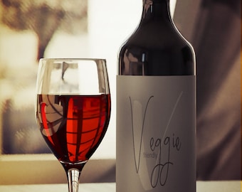 Vegetarische Etikett, Veggie Wein Label, vegetarische Partei Wein, Flasche Wein Label, vegetarische freundlich Wein, Veggie Geschenk Label
