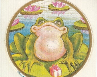 SALE Vintage Illuminations Frog on a Lilypad Sticker - 80's Lily Toad Pond