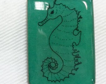 Pendant Seahorse Sterling Silver & Resin