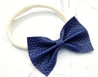 Navy Bow Headband, Navy Bow, Navy Bow Clips, Baby Girl Headband, Baby Bow Clips, Nylon Headband Bows, Baby Bow Headband, Baby Shower Gift