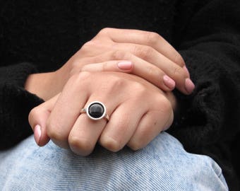 Silver and enamel ring