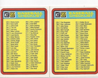 Donruss baseball 3 and 4 checklist , Baseball checklist ,1983 Baseball check list ,Trading cards ,Trading cards checklist