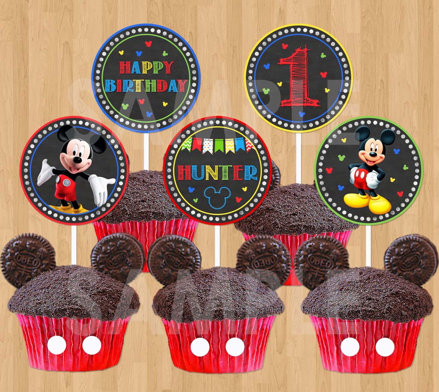 Mickey Mouse Cupcake Topper Printable DIY Mickey Cupcake