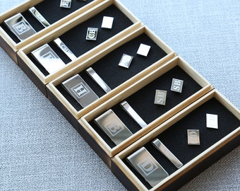 Groomsmen Gift, Personalized Cufflinks, Money Clip, Tie Clip Wood Box Set, Groomsman Gift Set, Mens Gift, Father Gift