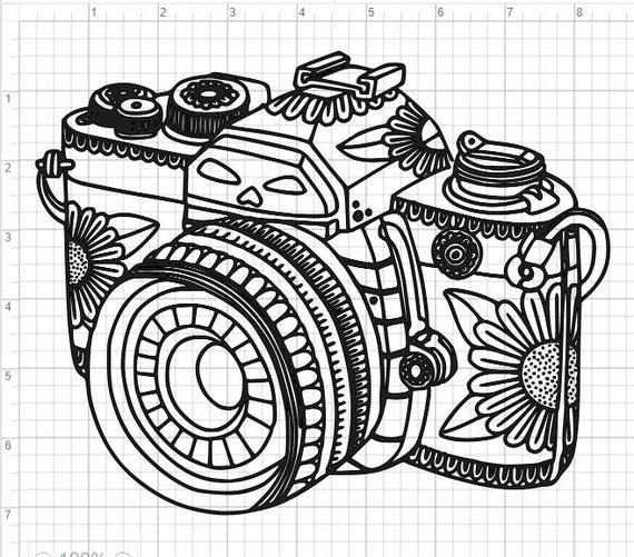 Mandala Style Camera SVG PDF EPS Dxf & Studio 3 Cut Files