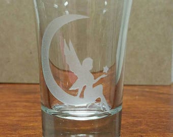 Fairy on the Moon Etched Shot Glass