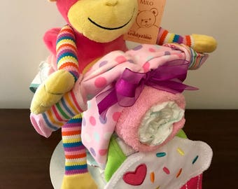 Baby girl nappy cake motorbike