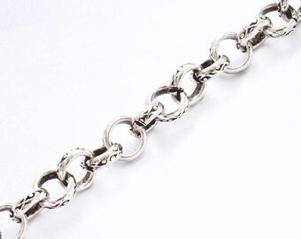 6.7 inches of Karen Hill Tribe Silver Imprint Opened Link Chain 6mm. :ka4319